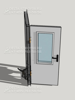Противопожарная дверь EI-30 ДСПО-01 тёмно-синяя с антипаникой