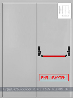 Двупольная распашная противопожарная дверь ДПМ-Дп-Н стальная Псп