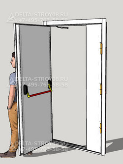 Противопожарная дверь с доводчиком глухая УЗ неравнопольная ДМП-Н