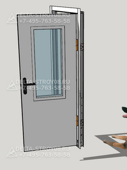 Противопожарная дверь с кодовым замком ДСВв нержавеющая на заводы