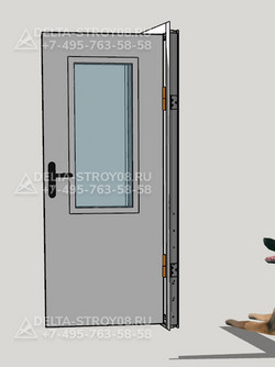 Противопожарная дверь с кодовым замком ДСВв нержавеющая на заводы