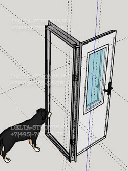 Противопожарная дверь нержавеющая правая О однопольная с коробкой