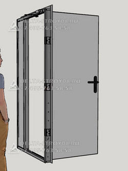 Дверь нержавеющая 02 противопожарная AISI 430 с ручкой антипаника