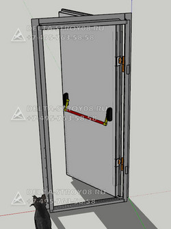 Противопожарная дверь нержавеющая AISI 304 с коробкой утепленная Оп