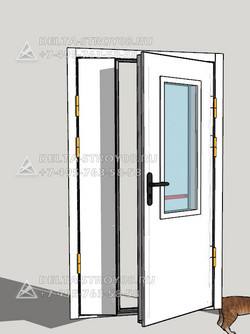 Дверь противопожарная нержавеющая О с окном из закаленного стекла Вн