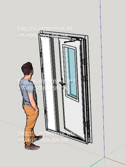Противопожарная дверь в офис с порогом ДСУЗО с гипсоволокном серая