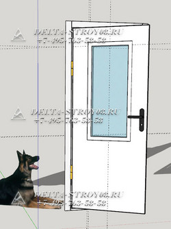 Противопожарная дверь 1000х2100 П2лс белая с иллюминатором Н-3птл
