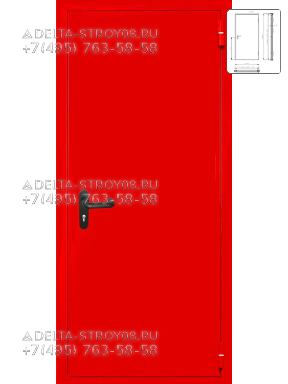 Дверь противопожарная однопольная ДМП ei-30 1000x2100 мм