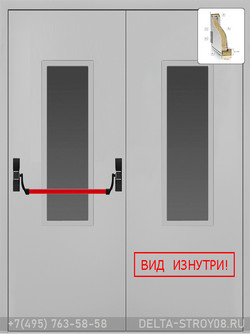 Дверь техническая со стеклом ДТО и ручкой металлического оттенка