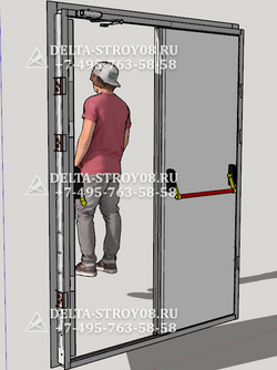 Двухстворчатая дверь техническая Псп с МДФ панелями для театров К