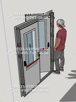 Двухстворчатая дверь техническая с окном для концертных залов ДСВв
