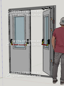 Двухстворчатая дверь техническая с окном для концертных залов ДСВв