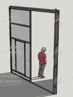 Промышленные ворота с калиткой ВПМ для вокзалов двойные