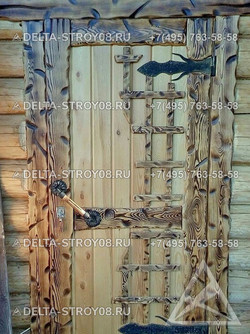 ДВС Кованая дверь под старину одностворчатая с ручкой-скобой глухая