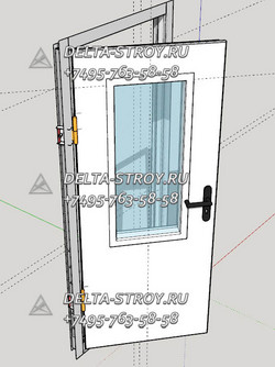 Противопожарная дверь с антипаникой красная по палитре RAL левая Н