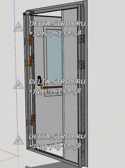 Противопожарная дверь 1.5-Н с вентиляционной решеткой остекленная