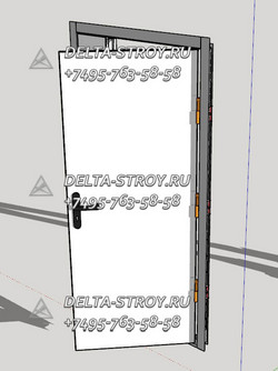 Противопожарная дверь с глухой фрамугой и ручкой типа пуш-бар