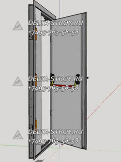 Противопожарная дверь с фрамугой порошковая краска и световое окно