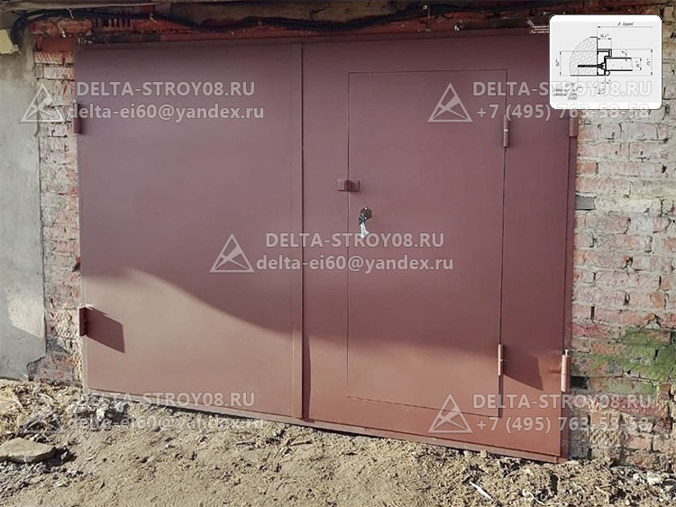 Распашные гаражные ворота Пр с коробкой из профильной трубы ВМРГ