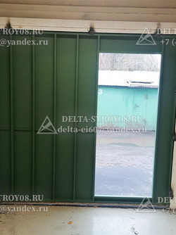 ГВН-К Гаражные ворота с калиткой вертикальные ребра жесткости 2 створки
