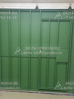 ВГМ Распашные гаражные ворота с калиткой 02 без порога для узкого проема