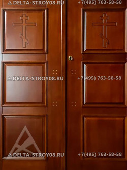 Дверь в Церковь из дуба с тонкой резьбой 02-О на стальном каркасе ДМЦ