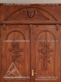 Дверь в Церковь 02 для входной зоны Храма православного дубовая