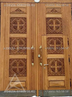 Дверь в Церковь 02 для входной зоны Храма православного дубовая