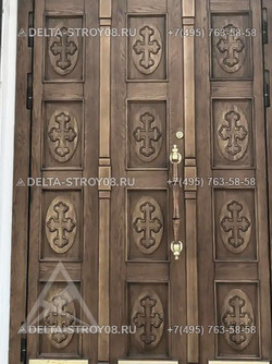 Дверь в Церковь узкая  межкомнатная из дерева светлого тонированного