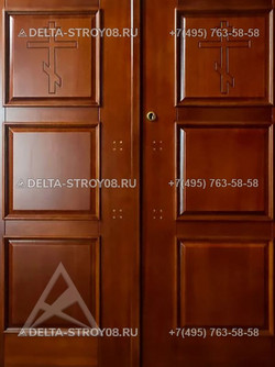 Дверь в Церковь узкая  межкомнатная из дерева светлого тонированного