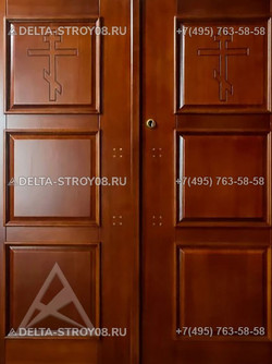 ДСН Дверь для Церкви стальная в келейную с деревянными панелями
