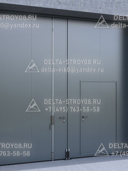 Промышленные ворота для стоянок с калиткой и полимерным покрытием