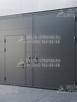 Распашные ворота 3,5 метра противопожарные на хлебозавод с рамой