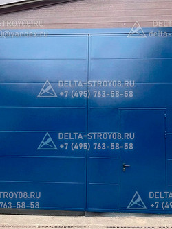 ВР Распашные ворота 7 метров Прг с калиткой встроенной из сэндвича