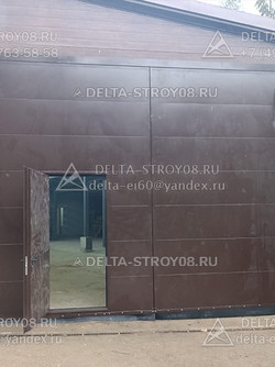 ВР Распашные ворота 7 метров Прг с калиткой встроенной из сэндвича