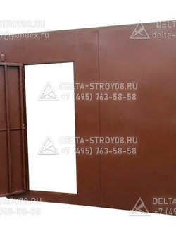 ВР Распашные ворота с калиткой металлические гаражные коричневые