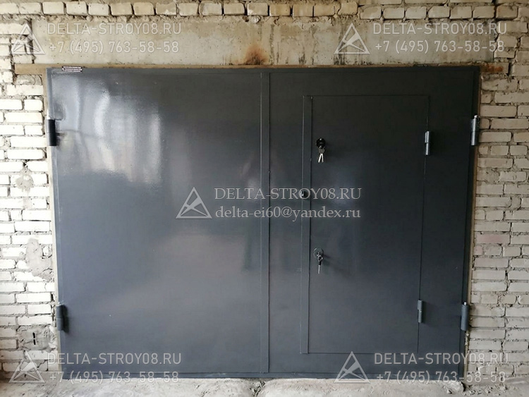 ВРК Распашные гаражные ворота с калиткой Дп петли с опорными подшипниками